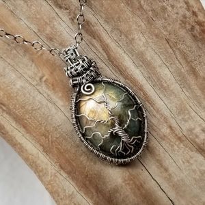 Handmade Tree of Life Labradorite Wire-Wrapped Pendant Necklace